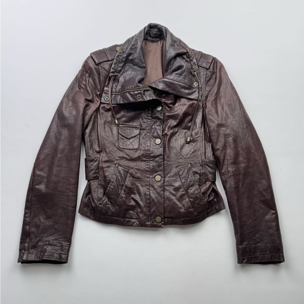 Vintage European Brown Leather Jacket Size Small